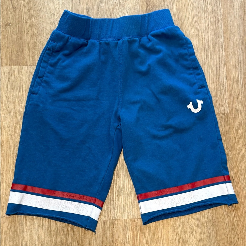 True Religion Kids Blue Shorts with Red and White Accents